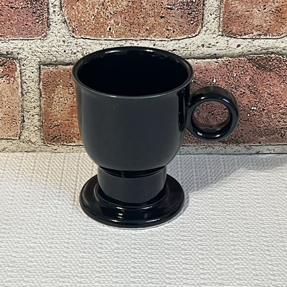 VINTAGE Cobalt Blue Ceramic Pedestal Expresso Coffee Mug Cup Set Of 4 Round - Picture 15 of 17